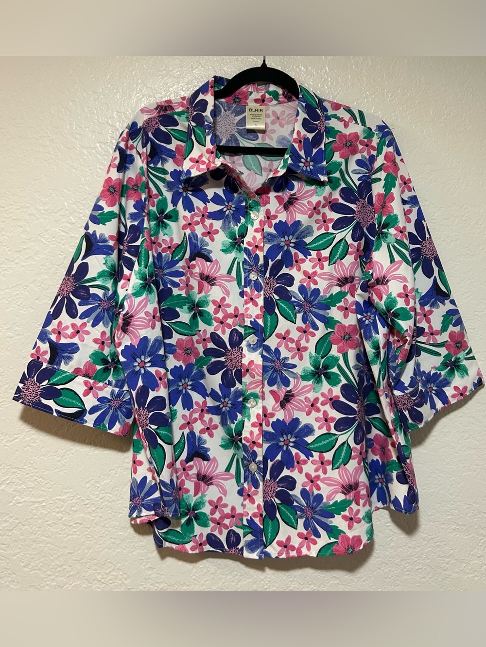 Blair Floral Button-Front Shirt - Pink, Blue & Green